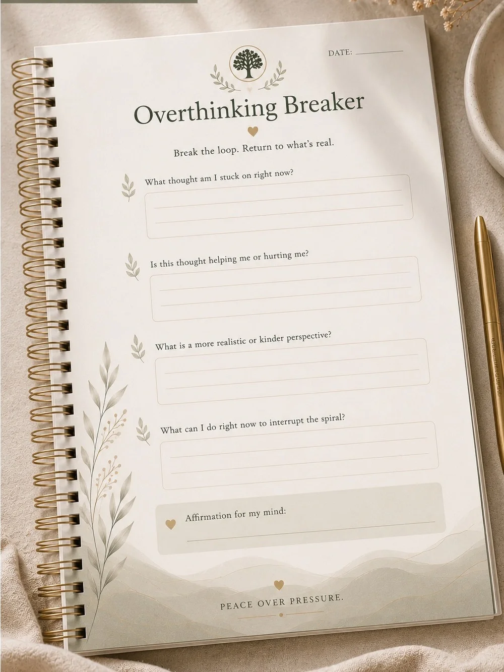 Anxiety Reset OS-Luxury Anxiety Planner-Overthinking Minds-Prem Mental Wellness